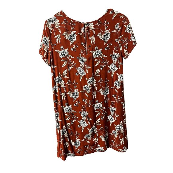 Forever 21 Rust Floral Print Short Sleeve Dress S - Picture 2 of 4